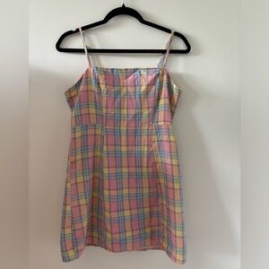 Forever 21 Mini Plaid Short Dress - Pink and Yellow - Size Medium